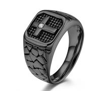 European And American Stainless Steel Cross Ring, Diamond Studded Cross Titanium Steel Ring