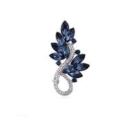 European and American Style Brooch Crystal Element Blue and Red Dress Western Assembly Jewelry Silk Scarf Shawl Clip 7x3.8cm (Blue)