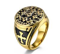 European And American Style Exorcist Benedict's Titanium Steel Ring, Men's Retro Exorcist Cross Ring