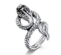 European And American Style Gothic King Cobra Ring, Men's Vintage Gothic Stainless Steel Ring