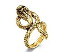 European And American Style Gothic King Cobra Ring, Men's Vintage Gothic Stainless Steel Ring