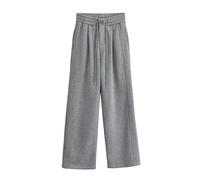 European and American style ladies' new velvet glutinous rice pants winter thick high waist drawstring wide leg pants casual straight pants - gray - S