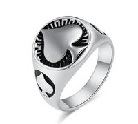 European And American Style Poker Ace of Spades Ring, Men's Fashion Peach Shape Titanium Steel Ring
