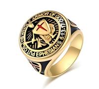 European And American Style Templar Shield Cross Ring, Men's Vintage Cross Titanium Ring