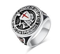 European And American Style Templar Shield Cross Ring, Men's Vintage Cross Titanium Ring