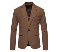 European and American V-Neck Suede Single-Button Jacket Men's Suit Wedding Dress for Men-Brown-L