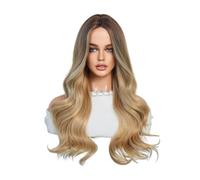 European and American Wig Women's Gradient Golden Brown Long Curls Mid Fashion Wig Ombre Blonde Wigs