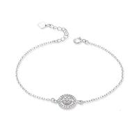 European and American Zircon Geometric Bracelet Simple Style Round Adjustable Bracelet with Zircons in S925 Silver Design Bracelet, 925 Silver