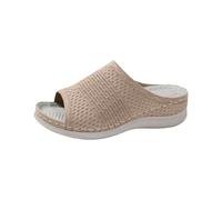 European And Wedge Leisure Round Toe Composite Warp And Weft Sandals Single Sandals For Women Womens 12 (Khaki,