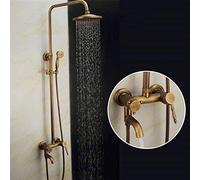 European Antique Bronze Bathtub Shower System 3-Function Handheld Showerhead Retro Bathroom Shower Set with Faucet Elegant Copper Finish for Classic Décor