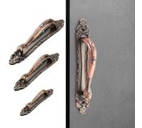 European Antique Door Handle, Exposed Aluminum Alloy Push-Pull Hardware for Cabinets Drawers Wardrobes, Red Bronze Finish