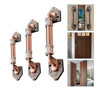 European Antique Exposed Door Handle, Brushed Aluminum Alloy Push-Pull Handle for Cabinets Drawers Wardrobes, Red Bronze Finish