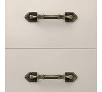 European Antique Exposed Door Handle, Brushed Aluminum Alloy Push-Pull Pull for Cabinets Drawers Wardrobes, Rust-Resistant Bronze Finish