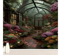 European Architecture Arch Wall Sticker, Wonderful Flowers Plants Murals Self Adhesive Photo, Palace Castle Wallpaper PVC Murals for Bedroom, Living Room Wall Art 260x175 cm