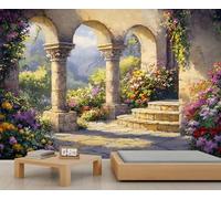 European Architecture Wall Mural, Roman Columns 3D Wallpaper, Oil Painting Mural for Living Room Bedroom Study TV Background Decor - 400x280cm
