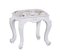 European Baroque Makeup Stool - Comfortable Upholstered Chair with High Resilience Foam & Plastic Steel Legs - Perfect for Dressing Room Living Room Bedroom & Restaurant Use.