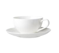 European Bone China Coffee Cup And Plate Set, High-End Latte Latte Latte Flower Pure White Mug-Latte 300ml coffee cup plate+spoon