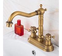 European Brass Faucet Double Handle 360° Rotating Three Hole Cross Handle Washbasin Faucet, Type F