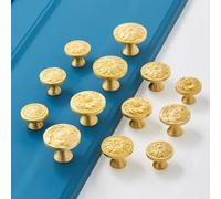 European Brass Furniture Handle Single Hole Rose Carved Gold Pulls Wardrobe Kitchen Cabinet Dresser Drawer Knobs(A-30mm)
