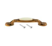 European Bronze Zinc Alloy & Ceramic Cabinet Handles Zinc Alloy Drawer Knobs Wardrobe Door Handles Furniture Handle with Screws(96MM)