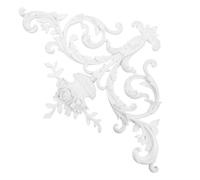 European Ceiling Corner Molding Applique Lightweight Decorative Trim | White PU Material with Rococo Floral Design, Ornate Baroque Detail, for Door Frames and Crown Molding Junctions, for Indoor