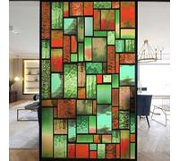 European Church Windows Film Privacy Stained Glass Window Stickers Static Cling Decorative Frosted Window Films UV Blocking Muted Colors Window Coverings (N,50x120cm WxH)