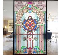 European Church Windows Film Privacy Stained Glass Window Stickers Static Cling Decorative Frosted Window Films UV Blocking Muted Colors Window Coverings (J,60x90cm WxH)