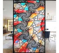 European Church Windows Film Privacy Stained Glass Window Stickers Static Cling Decorative Frosted Window Films UV Blocking Muted Colors Window Coverings (R,80x200cm WxH)
