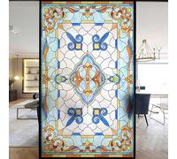 European Church Windows Film Privacy Stained Glass Window Stickers Static Cling Decorative Frosted Window Films UV Blocking Muted Colors Window Coverings (E,60x160cm WxH)