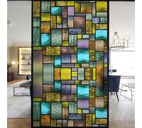 European Church Windows Film Privacy Stained Glass Window Stickers Static Cling Decorative Frosted Window Films UV Blocking Muted Colors Window Coverings (M,80x120cm WxH)