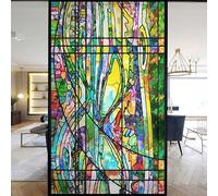 European Church Windows Film Privacy Stained Glass Window Stickers Static Cling Decorative Frosted Window Films UV Blocking Muted Colors Window Coverings (G,60x160cm WxH)