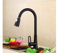 European Classic Pull Out Spray Head Black Hot and Cold Mixed Faucet Copper Welding Paint Kitchen Faucet Sink Mixer Tap 360 Swivel Deck Mounted