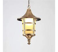 European Contemporary Exterior Balcony Hanging Light Outdoor Frosted Glass Lantern Courtyard Corridor Restaurant E27 Retro Victoria Retro Industry Chandelier Perfecbronze/38 * 24.5Cm