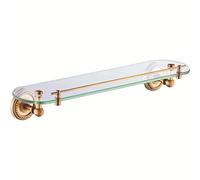 European Copper Double-Layer Floating Shelves for Kitchen & Bathroom - Wall Mounted Shower Caddy for Cosmetics Shampoo Seasoning Bottles & More