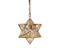 European Creative Moravian Star Island Pendant Light Glass Lantern E26 Hanging Lamp Brass Frame Chandelier lamps Fixture for Dining Room Living Bedroom Entrance Retro Decor Kitchen Diamet