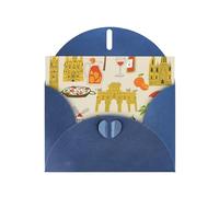 European Culture Symbols Greeting Card With Envelope, Birthday Card, Christmas Card, Invitation Card, 3 Colors