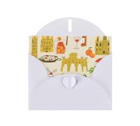 European Culture Symbols Greeting Card With Envelope, Birthday Card, Christmas Card, Invitation Card, 3 Colors