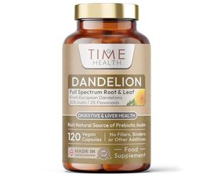 European Dandelion Extract Capsules - Full Spectrum Root & Leaf - High Strength 2400mg Wholefood Equivalent - 20% Inulin / 2% Flavanoids - Vegan - No Fillers or Flow Agents - 120