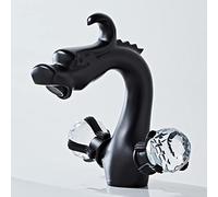 European Dragon Faucet Full Copper Basin washbasin hot and Cold Crystal Double Handle Faucet, White Gold Low Version