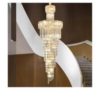 European Duplex Chandelier Light Luxury Atmosphere Villa Hotel Jump Floor Hollow Building In The Middle Floor Crystal Chandelier(Amber,D65X210CM)