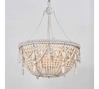 European Eclipse Mid Century Olive Bead Chandelier Basilica Store Rustic E14 Hanging Lamp Victoria Globe Wood Light Living Room Fixtures Kitchen Ceiling Light Dining Room/40 * 48Cm,