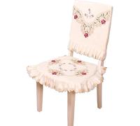 European Embroidery Tablecloth Table Runner Chair Cover - Vintage Lace Floral Decor Dust-Proof Fabric for Dining Table Sofa Cabinet Nightstand TV Air Conditioner (Chair Cover,40x45cm)