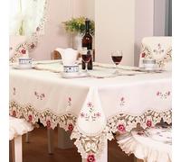 European Embroidery Tablecloth Table Runner Chair Cover - Vintage Lace Floral Decor Dust-Proof Fabric for Dining Table Sofa Cabinet Nightstand TV Air Conditioner (Tablecloth,70x130cm)