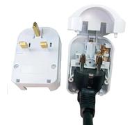 European EU Schuko to UK 3 Pin Converter Plug 13A, White (Grounded)