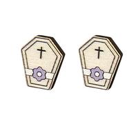 European Exaggerated Wood Moon Bat Coffin Witch Hat Earrings Fashion For Creative Cartoon Earrings Wood Doll Ear Studs