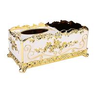 European Exquisite Acrylic Tissue Box Holder, Luxury Rose Carving Tissue Case, Clear Smooth Tissue Box with Multi Storage Design, 3D Relief Support for Home Hotel Cafe Restaurant C