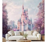 European Fairy Tale Castle 3D Wallpaper Nature Plants Flowers Lake Wall Stickers 200x140 cm Castle Theme Canvas Wallpaper for Bedroom Living Room Stickers Mural Peel and Stick Wall Art vd216u