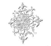 European Floral Ceiling-Medallion 32", White PU Chandelier Fan-Medallion | Adhesives or screw mount, no drilling needed, covers gaps, for chandeliers, fans, wall decor