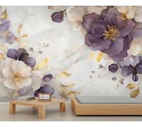 European Florals Wallpaper - Peel and Stick Wallpaper for Living Room, Purple Floral Bedroom Wall Paper, Self Adhesive Large Wall Mural - Retro Floral Home Decor
