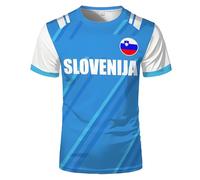 European Football T-Shirt Soccer Fans Sport Casual National Flag Printing Short Sleeve Mens Womens Teenagers America's Cup Breathable Quick Dry Tee Shirt Slovenia S